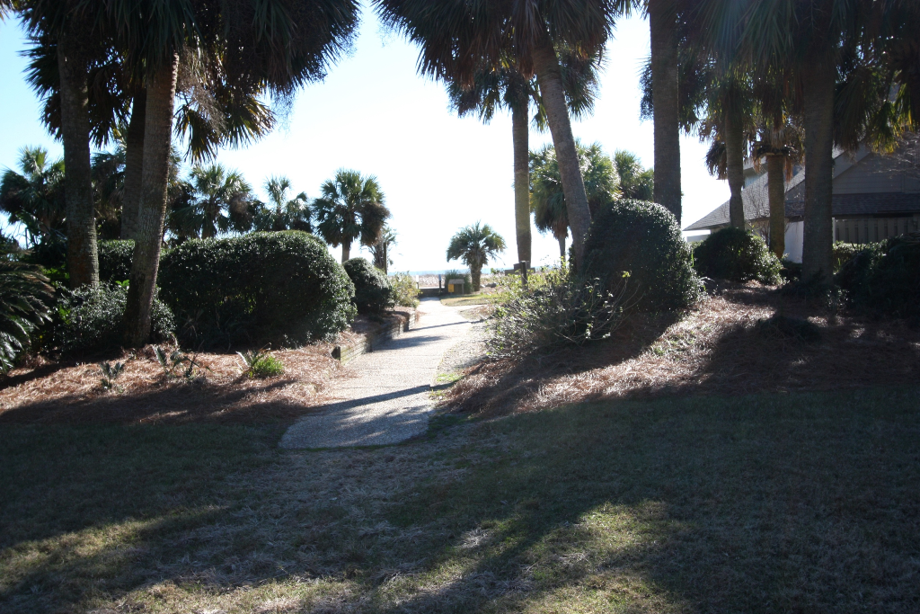walkway to beach access from pool area