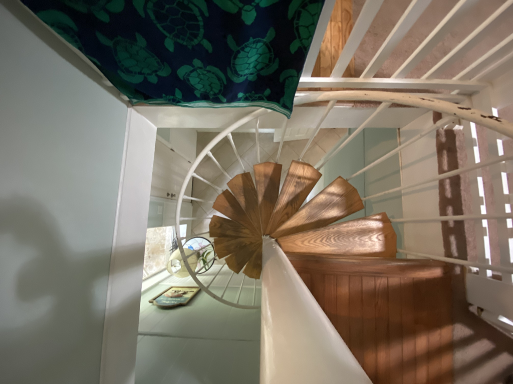 spiral staircase from upstairs to downstairs
