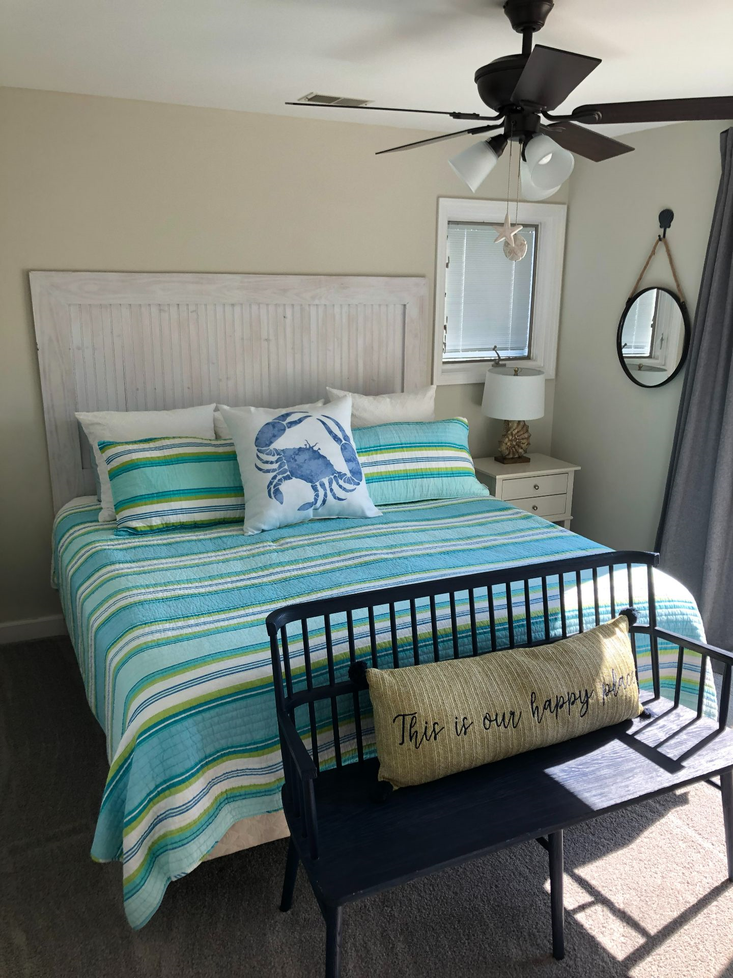 upstairs King bedroom #2- with private full bathroom, outside patio, Smart TV